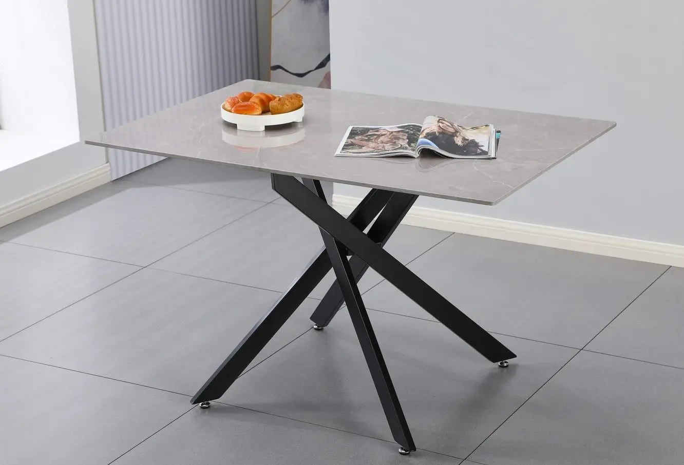 Стол Yasen DT-2423 Ice Island Jade (Серый/Черный)