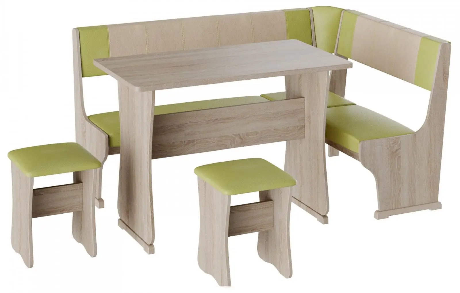 Кухонный уголок BonMebel Гамма Тип 1 (Дуб Молочный/Фисташковый/Бежевый)