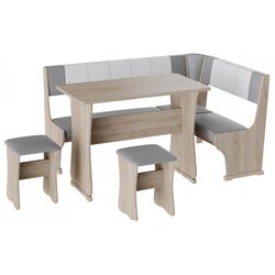 Кухонный уголок BonMebel Гамма Тип 1 (Дуб Молочный/Серый/Белый)