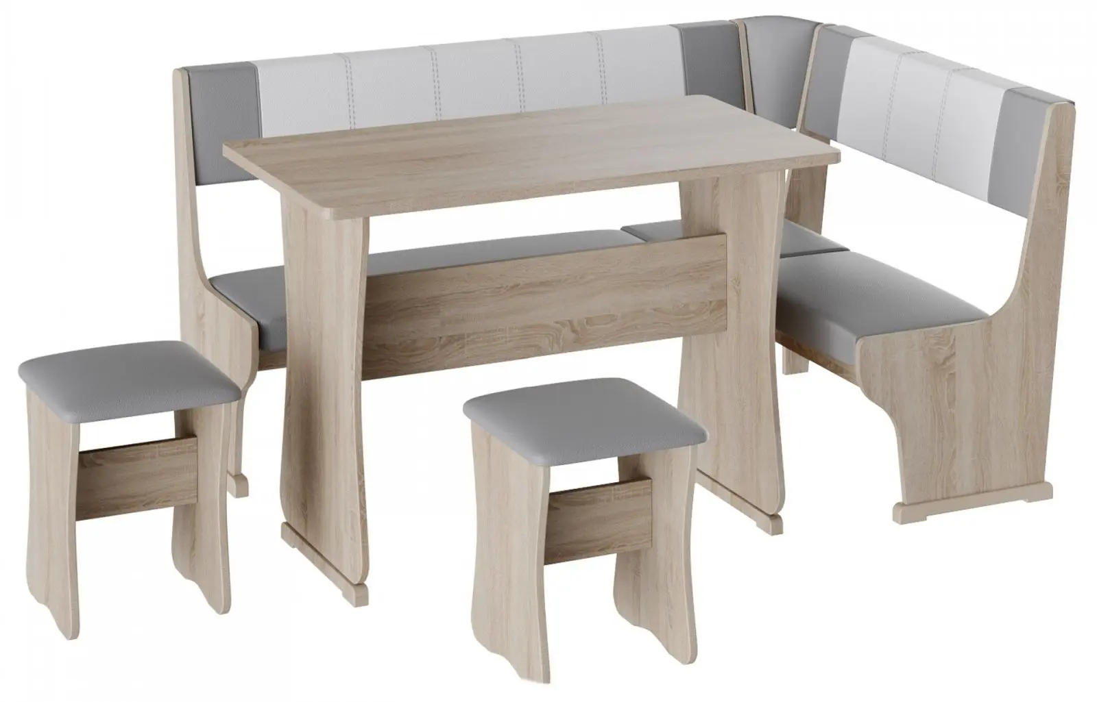 Coltar de bucatarie BonMebel Gamma Tip 1 (Milk Oak/Grey/White)