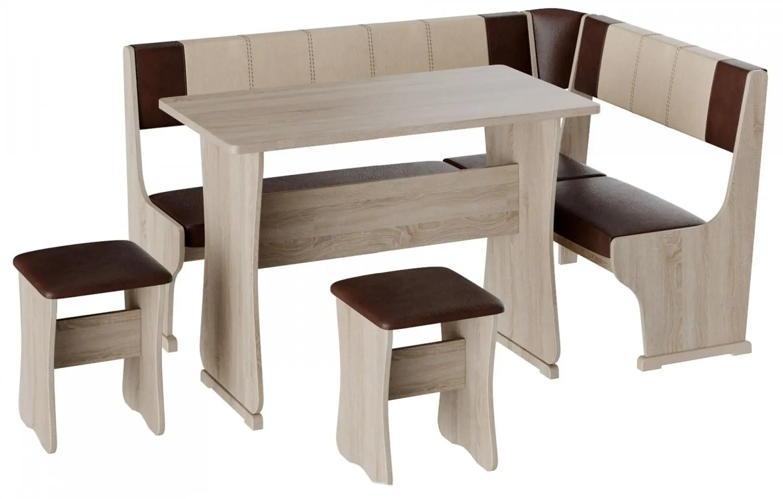 Кухонный уголок BonMebel Гамма Тип 1 (Дуб Молочный/Шоколадный/Бежевый)