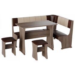 Кухонный уголок BonMebel Гамма Тип 1 (Дуб Сонома Трюфель/Шоколадный/Бежевый)