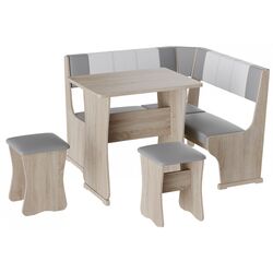 Кухонный уголок BonMebel Гамма Тип 1 Мини (Дуб Молочный/Серый/Белый)