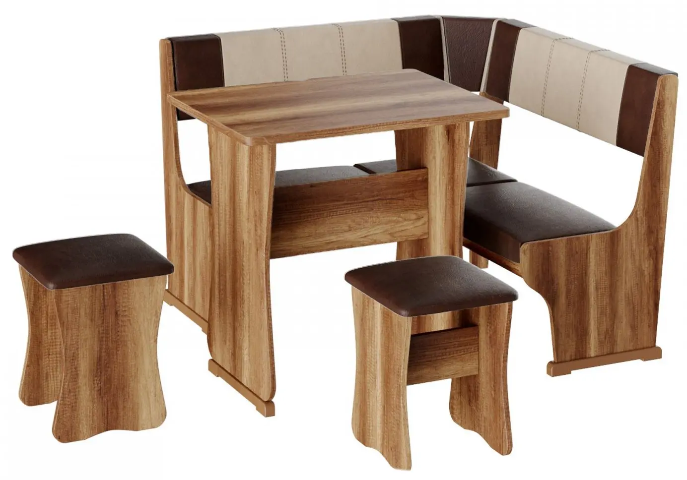 Кухонный уголок BonMebel Гамма Тип 1 Мини (Дуб Сонома/Шоколадный/Бежевый)