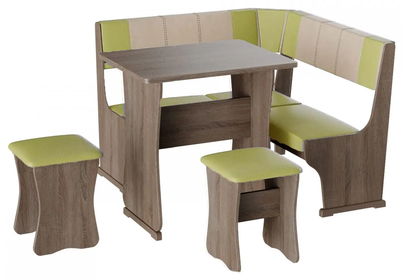 Кухонный уголок BonMebel Гамма Тип 1 Мини (Дуб Сонома Трюфель/Фисташковый/Бежевый)