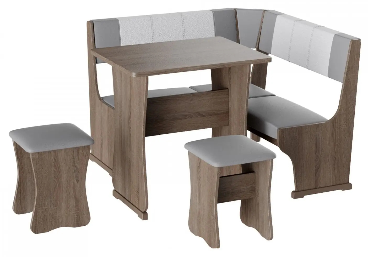 Кухонный уголок BonMebel Гамма Тип 1 Мини (Дуб Сонома Трюфель/Серый/Белый)