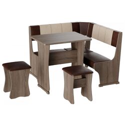 Кухонный уголок BonMebel Гамма Тип 1 Мини (Дуб Сонома Трюфель/Шоколадный/Бежевый)