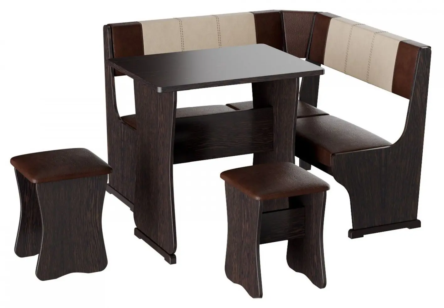 Coltar de bucatarie BonMebel Gamma Tip 1 Mini (Wenge/Chocolate/Beige)