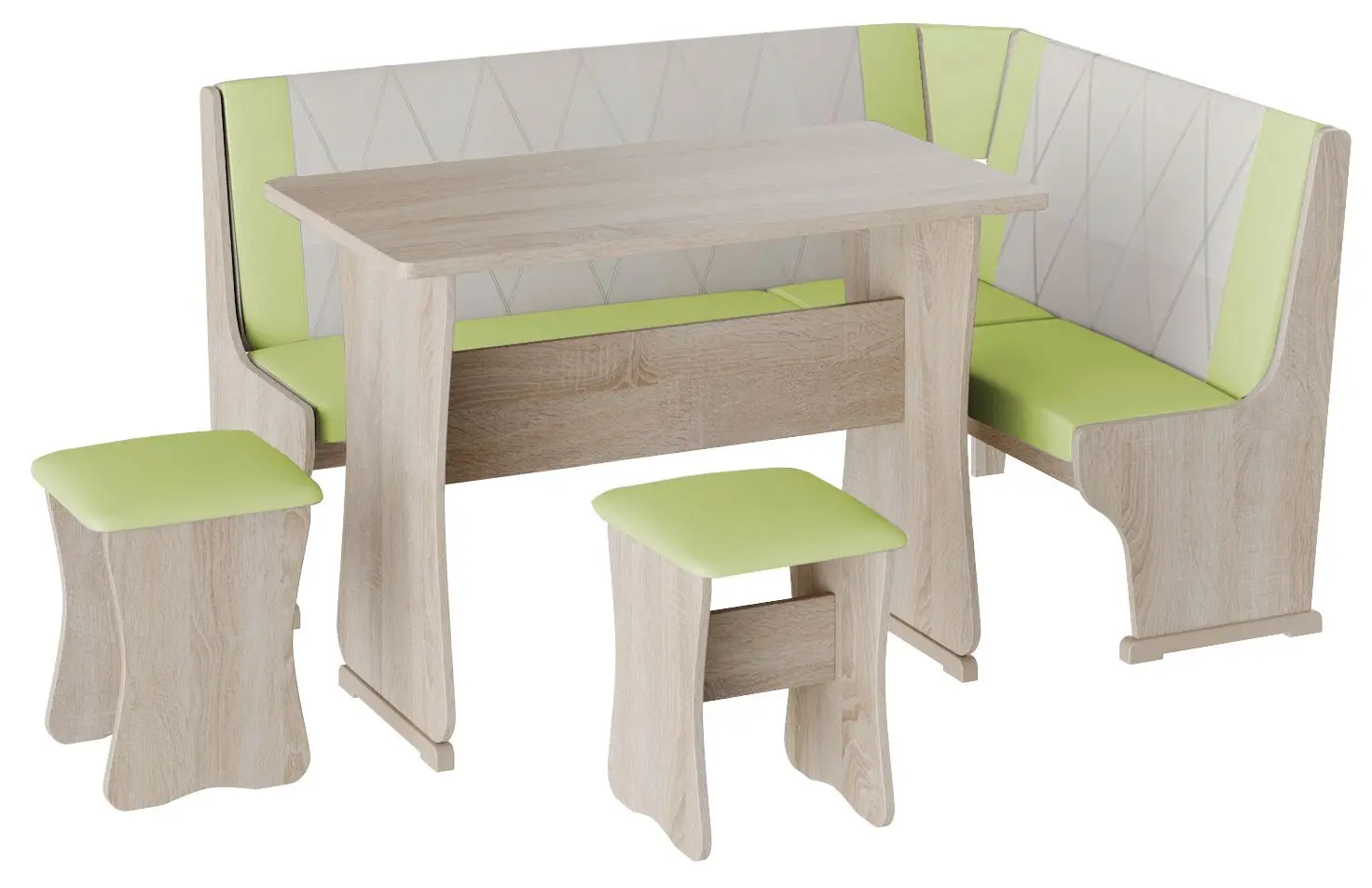 Кухонный уголок BonMebel Гамма Тип 2 (Дуб Молочный/Фисташковый/Бежевый)