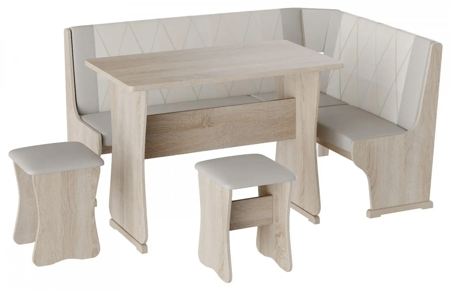 Кухонный уголок BonMebel Гамма Тип 2 (Дуб Молочный/Серый/Белый)