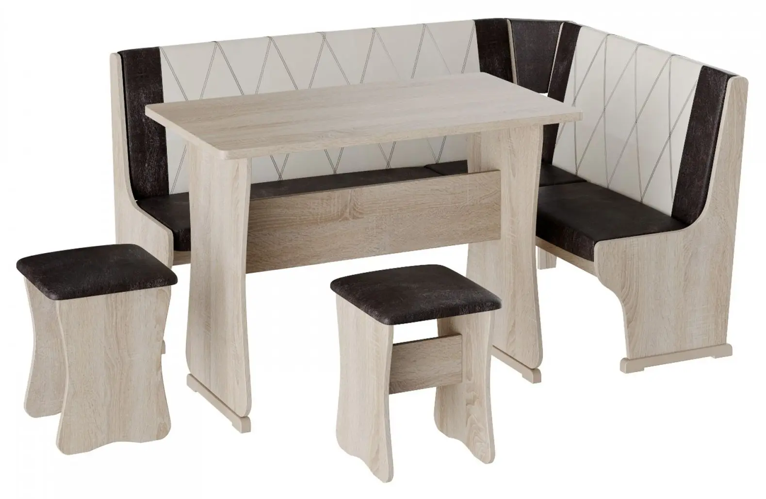 Coltar de bucatarie BonMebel Gamma Tip 2 (Milk Oak/Chocolate/Beige)