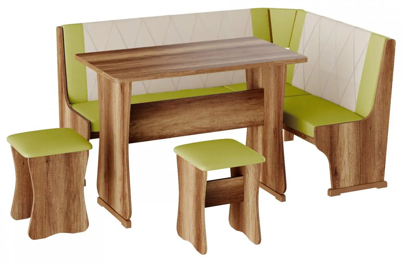 Кухонный уголок BonMebel Гамма Тип 2 (Дуб Сонома/Фисташковый/Бежевый)