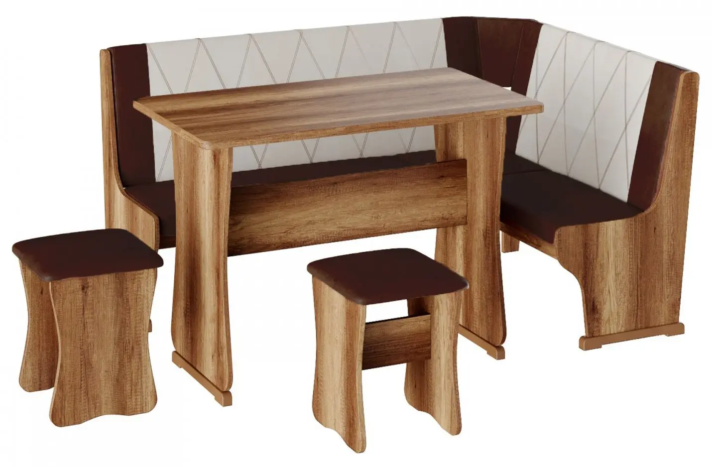 Кухонный уголок BonMebel Гамма Тип 2 (Дуб Сонома/Шоколадный/Бежевый)