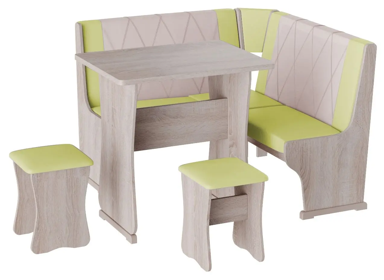 Кухонный уголок BonMebel Гамма Тип 2 Мини (Дуб Молочный/Фисташковый/Бежевый)