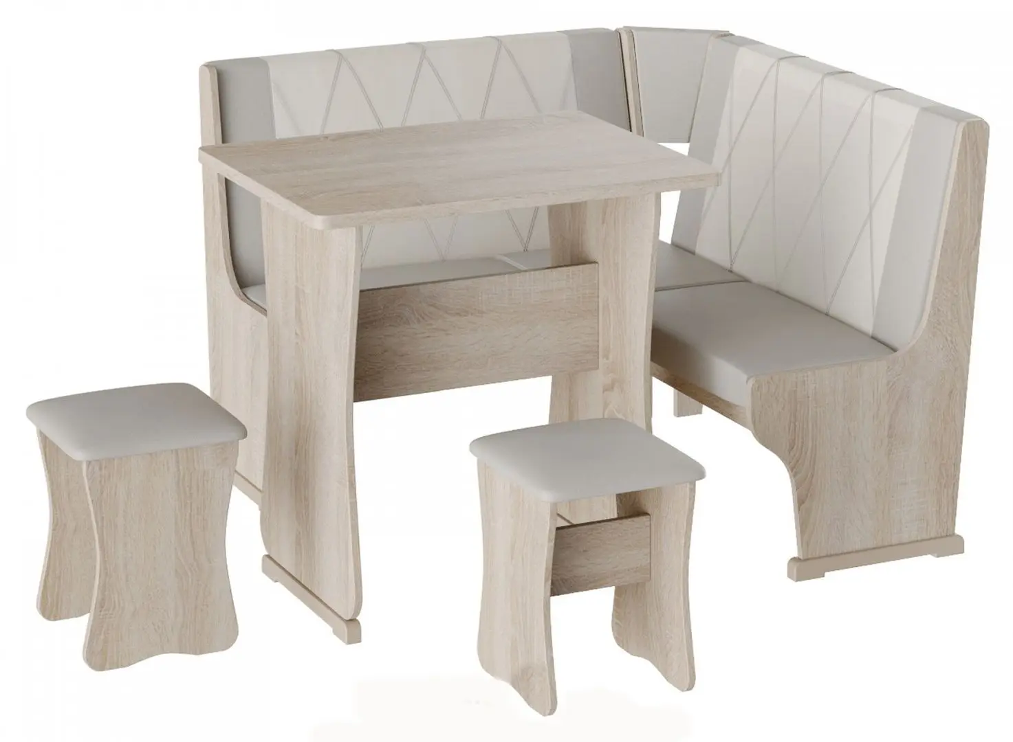 Кухонный уголок BonMebel Гамма Тип 2 Мини (Дуб Молочный/Серый/Белый)