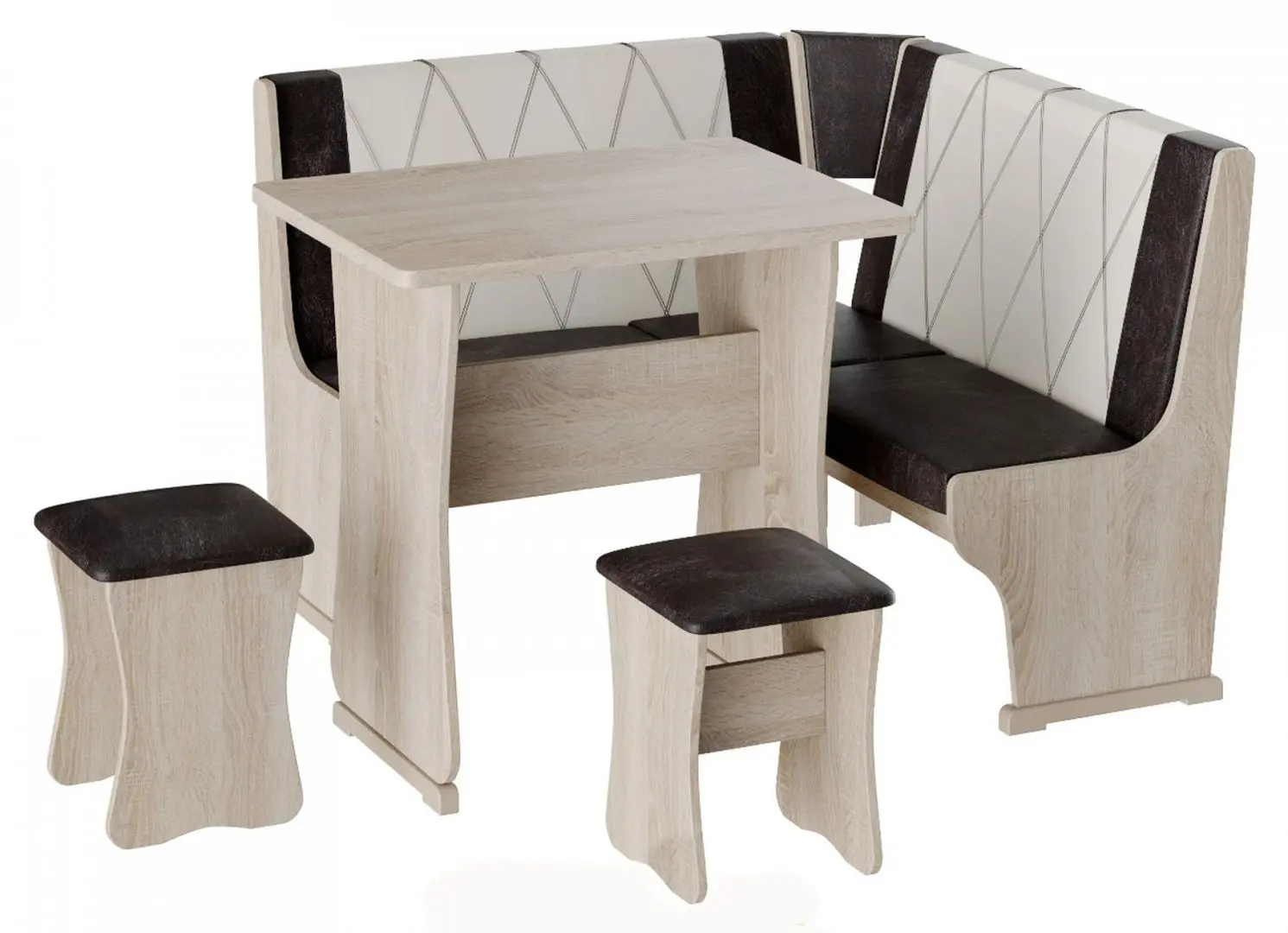 Кухонный уголок BonMebel Гамма Тип 2 Мини (Дуб Молочный/Шоколадный/Бежевый)