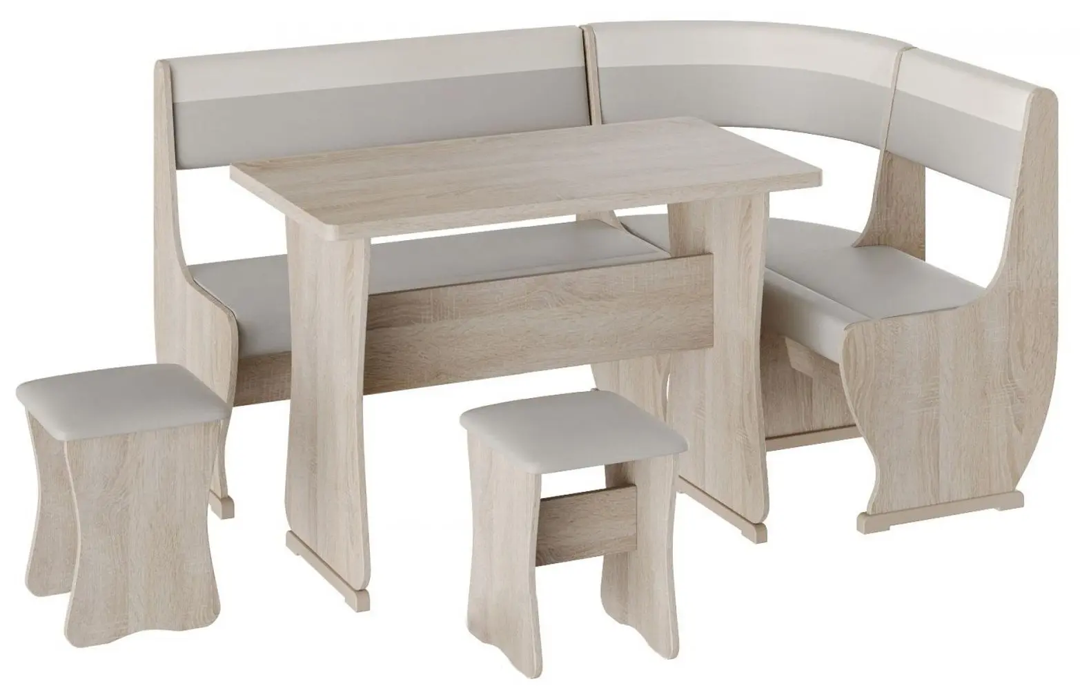 Кухонный уголок BonMebel Уют 1 (Дуб Молочный/Серый/Белый)