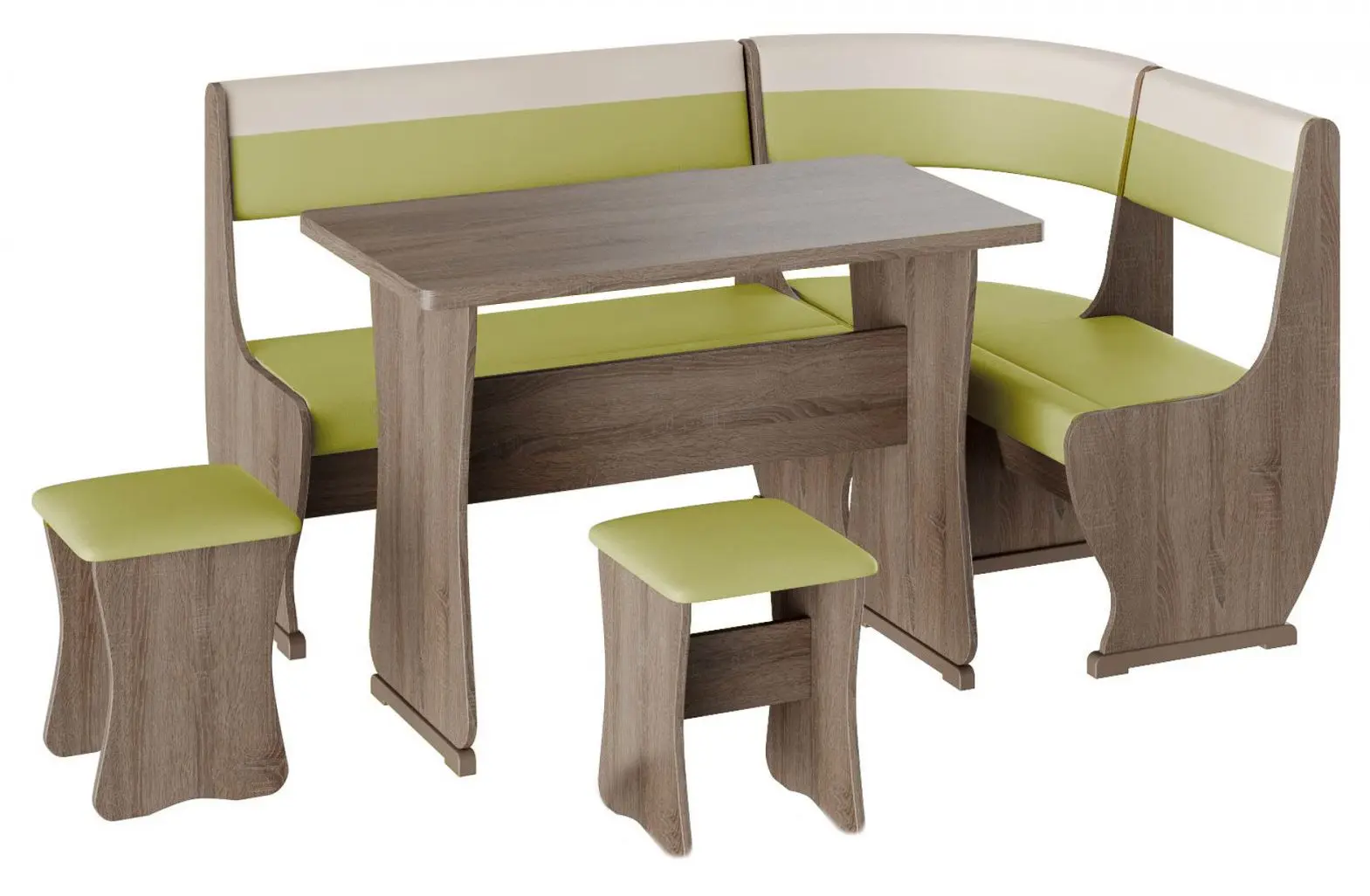 Кухонный уголок BonMebel Уют 1 (Дуб Сонома Трюфель/Фисташковый/Бежевый)