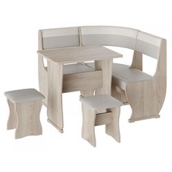 Кухонный уголок BonMebel Уют 1 Мини (Дуб Молочный/Серый/Белый)