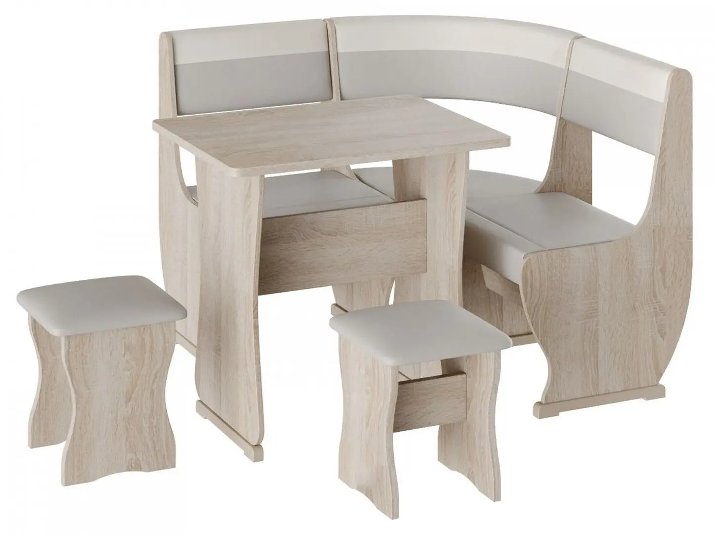 Кухонный уголок BonMebel Уют 1 Мини (Дуб Молочный/Серый/Белый)