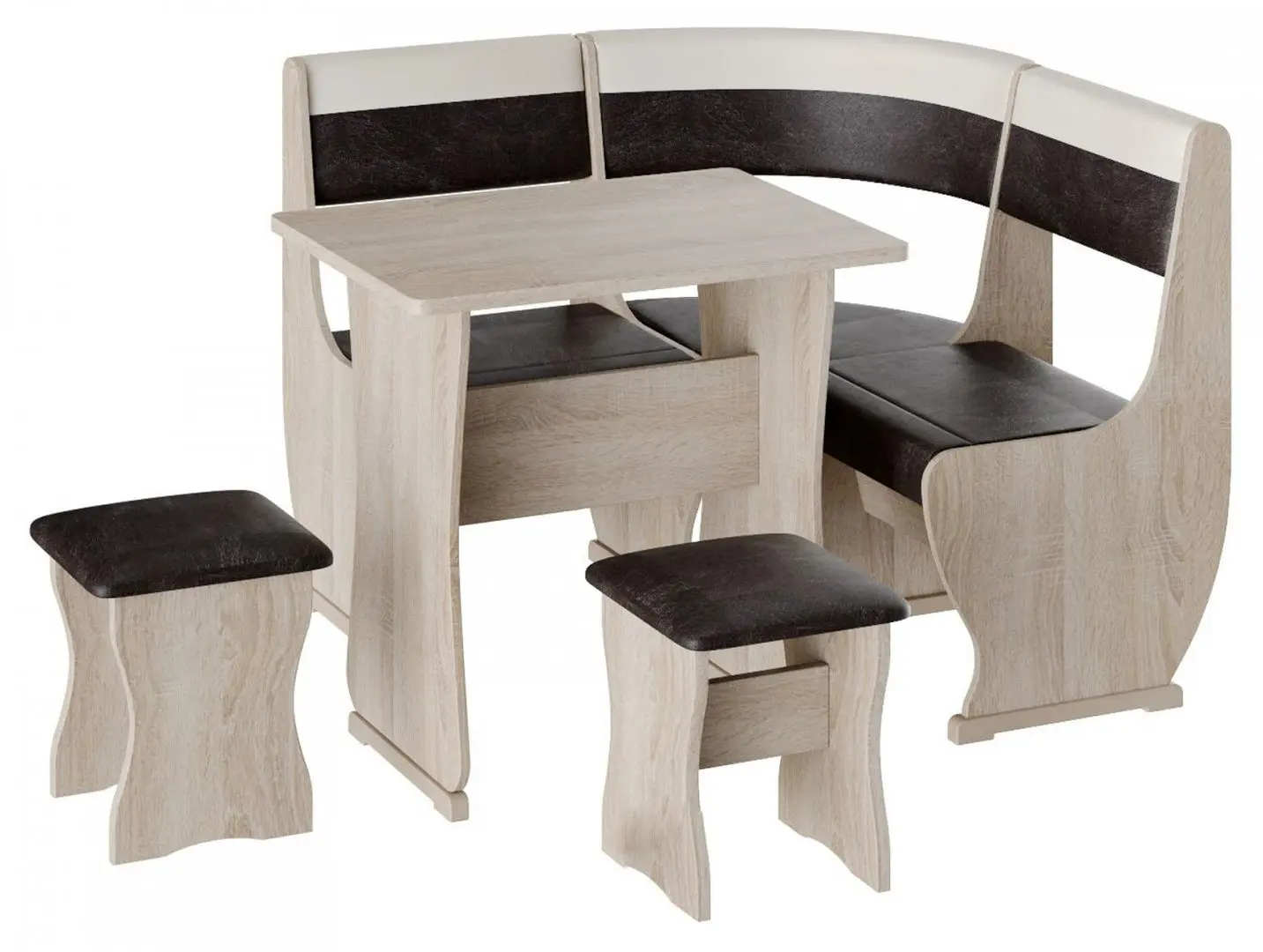 Кухонный уголок BonMebel Уют 1 Мини (Дуб Молочный/Шоколадный/Бежевый)