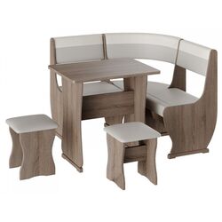 Кухонный уголок BonMebel Уют 1 Мини (Дуб Сонома Трюфель/Серый/Белый)