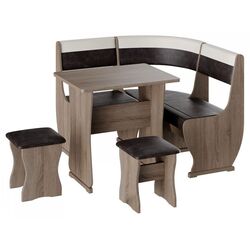 Кухонный уголок BonMebel Уют 1 Мини (Дуб Сонома Трюфель/Шоколадный/Бежевый)