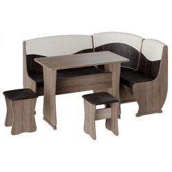 Кухонный уголок BonMebel Уют 2 (Дуб Сонома Трюфель/Шоколадный/Бежевый)