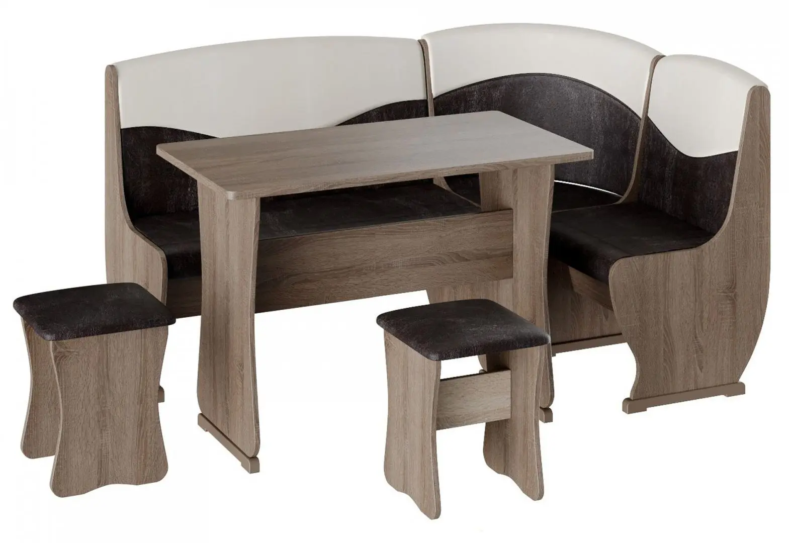 Кухонный уголок BonMebel Уют 2 (Дуб Сонома Трюфель/Шоколадный/Бежевый)