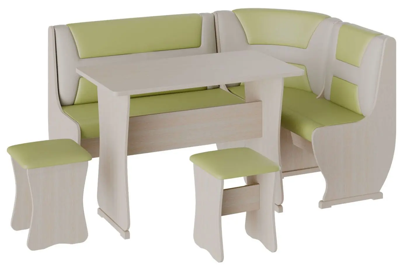 Кухонный уголок BonMebel Уют 3 (Дуб Молочный/Фисташковый/Бежевый)