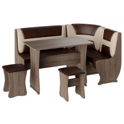 Кухонный уголок BonMebel Уют 3 (Дуб Сонома Трюфель/Шоколадный/Бежевый)