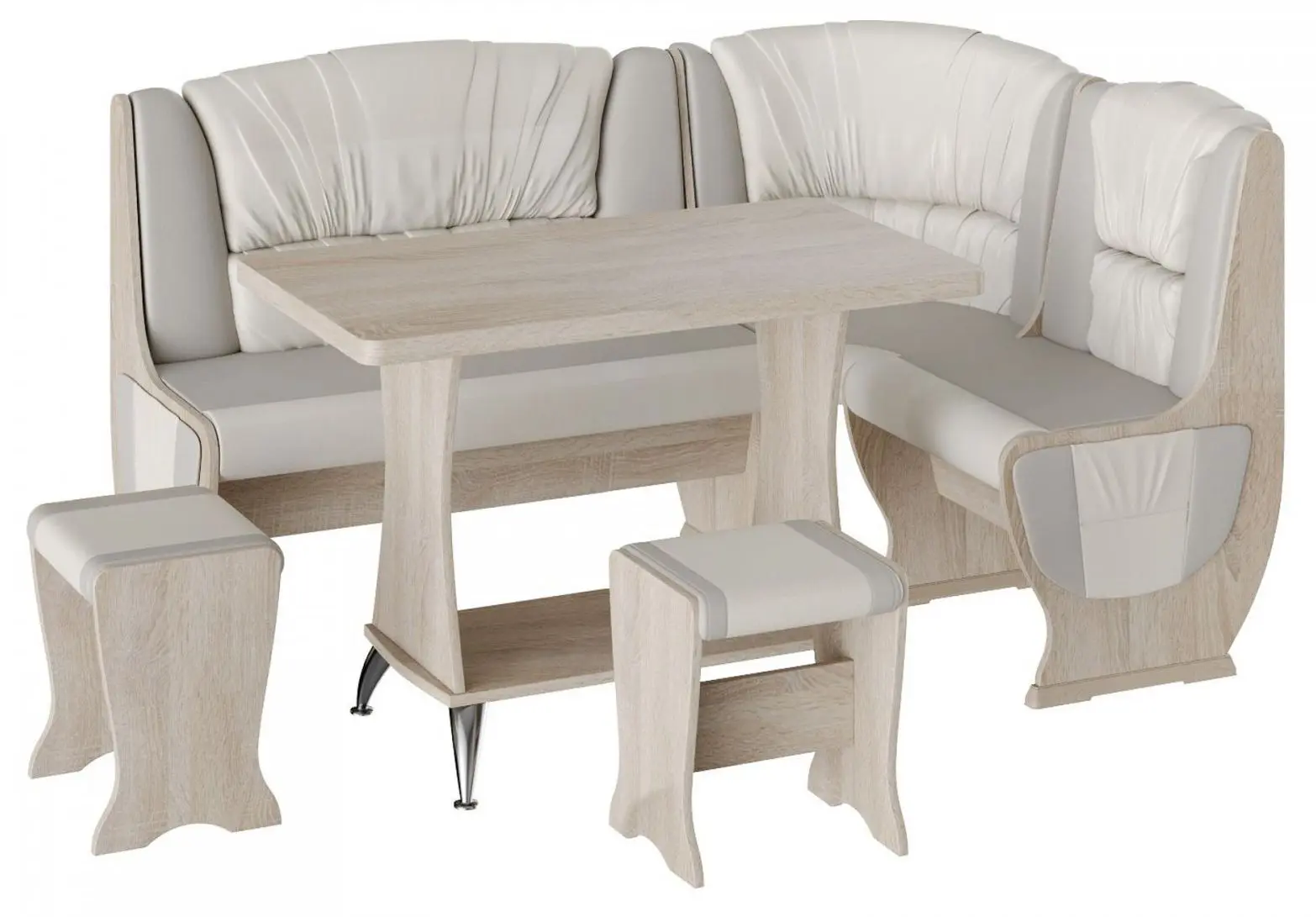 Кухонный уголок BonMebel Уют 5 (Дуб Молочный/Серый/Белый)