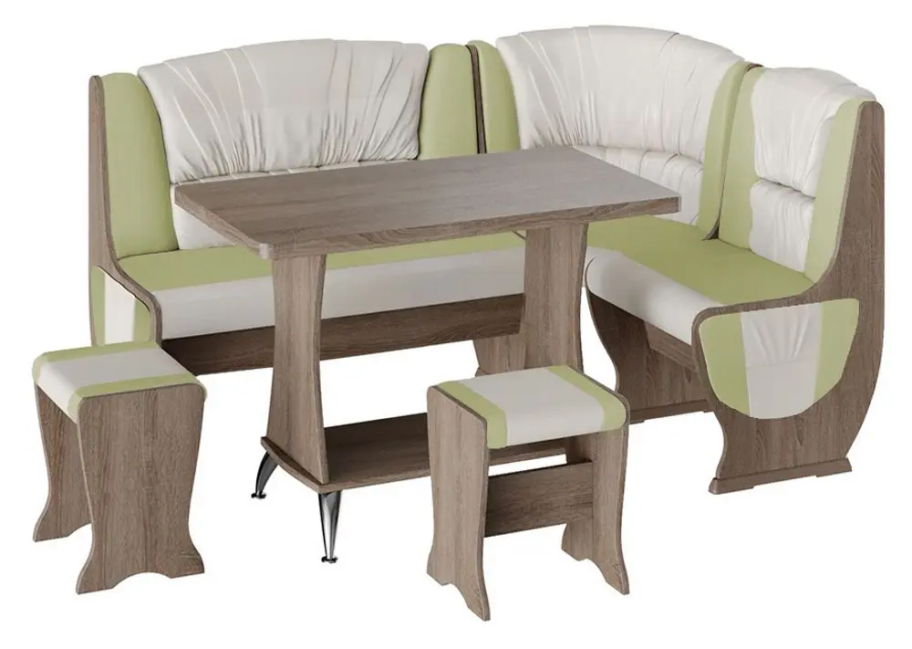 Кухонный уголок BonMebel Уют 5 (Дуб Сонома Трюфель/Фисташковый/Бежевый)