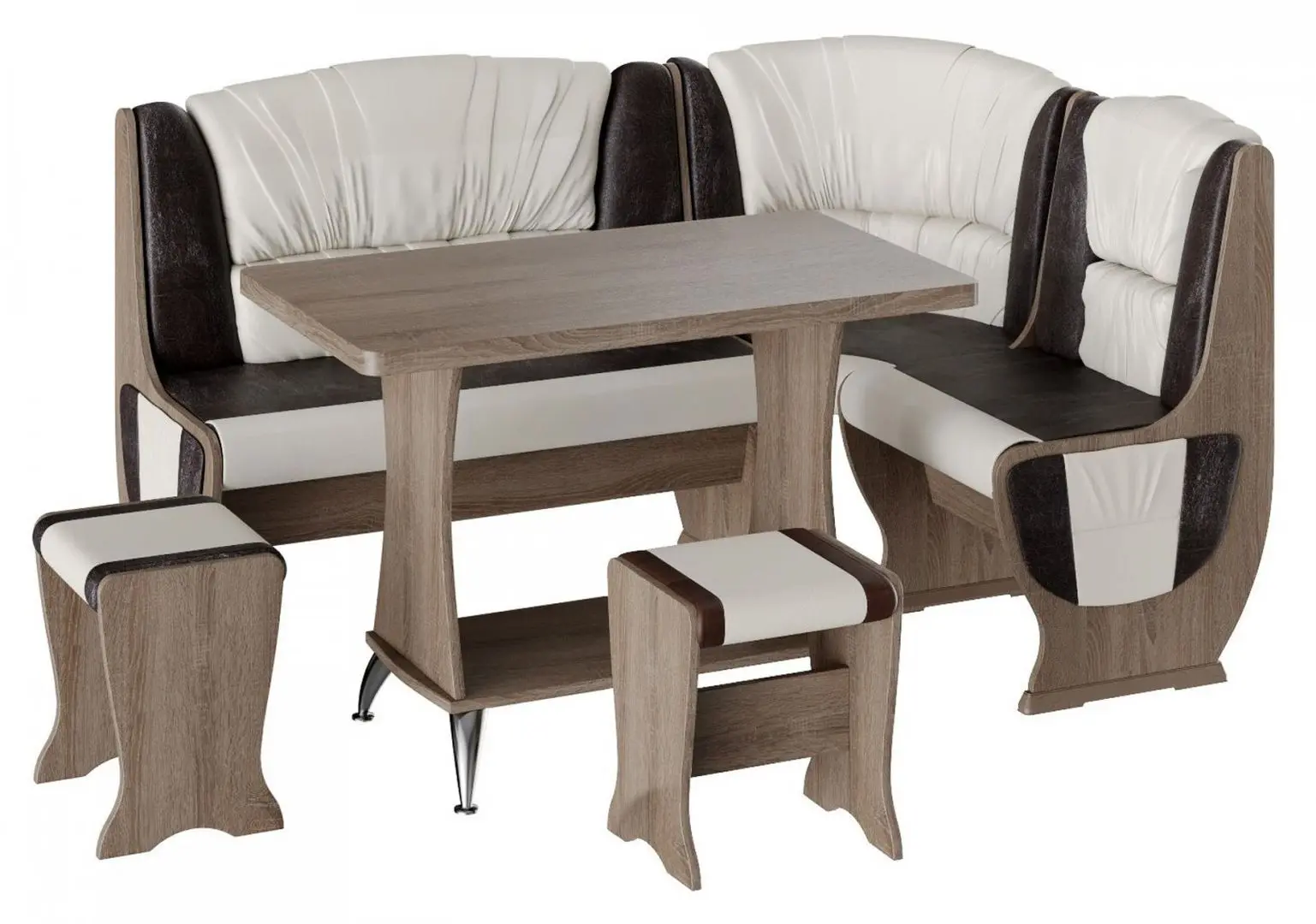 Кухонный уголок BonMebel Уют 5 (Дуб Сонома Трюфель/Шоколадный/Бежевый)