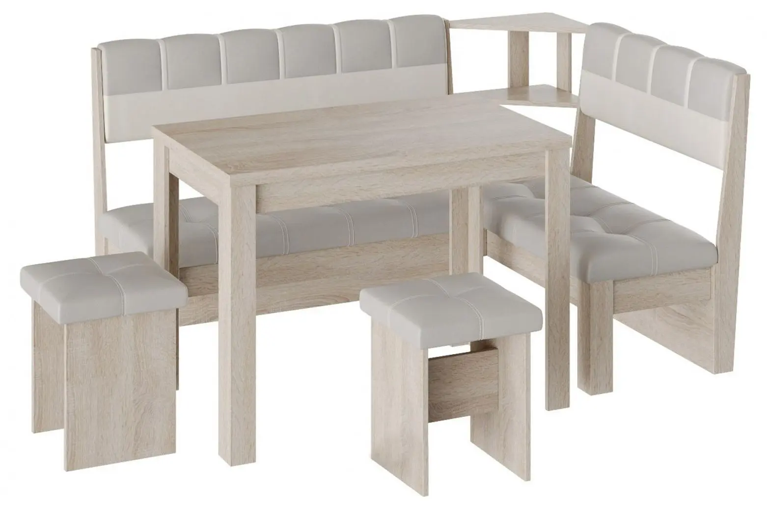 Кухонный уголок BonMebel Уют 8 (Дуб Молочный/Серый/Белый)