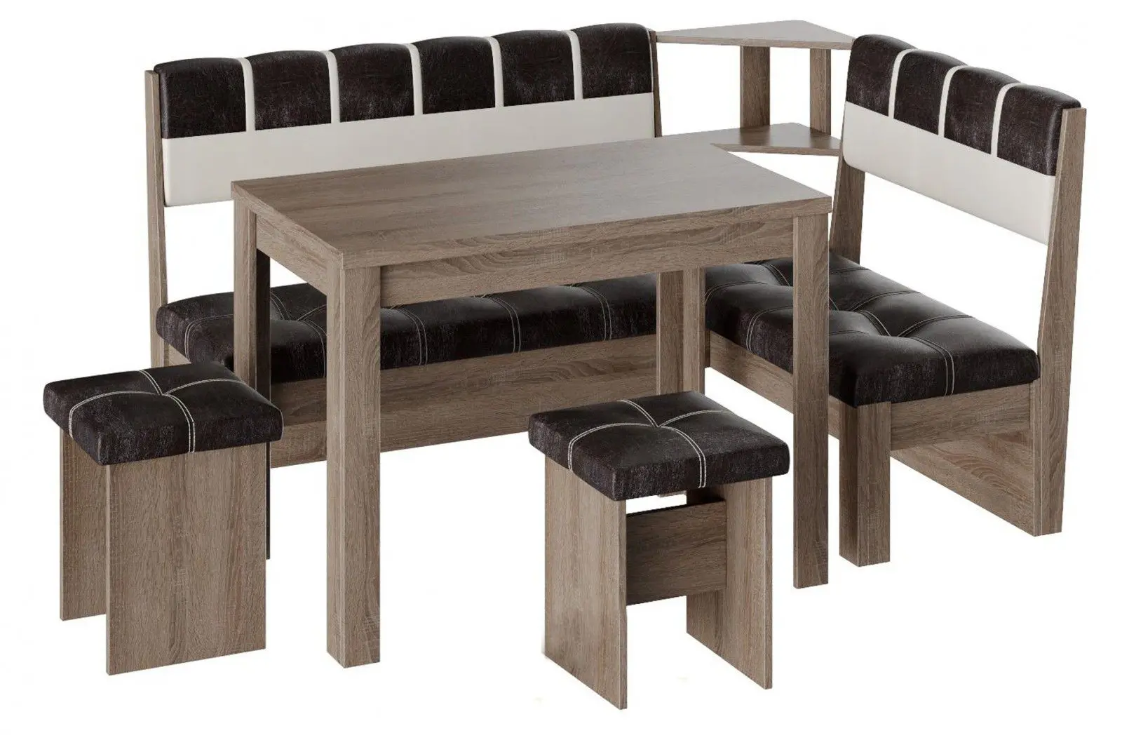 Кухонный уголок BonMebel Уют 8 (Дуб Сонома Трюфель/Шоколадный/Бежевый)