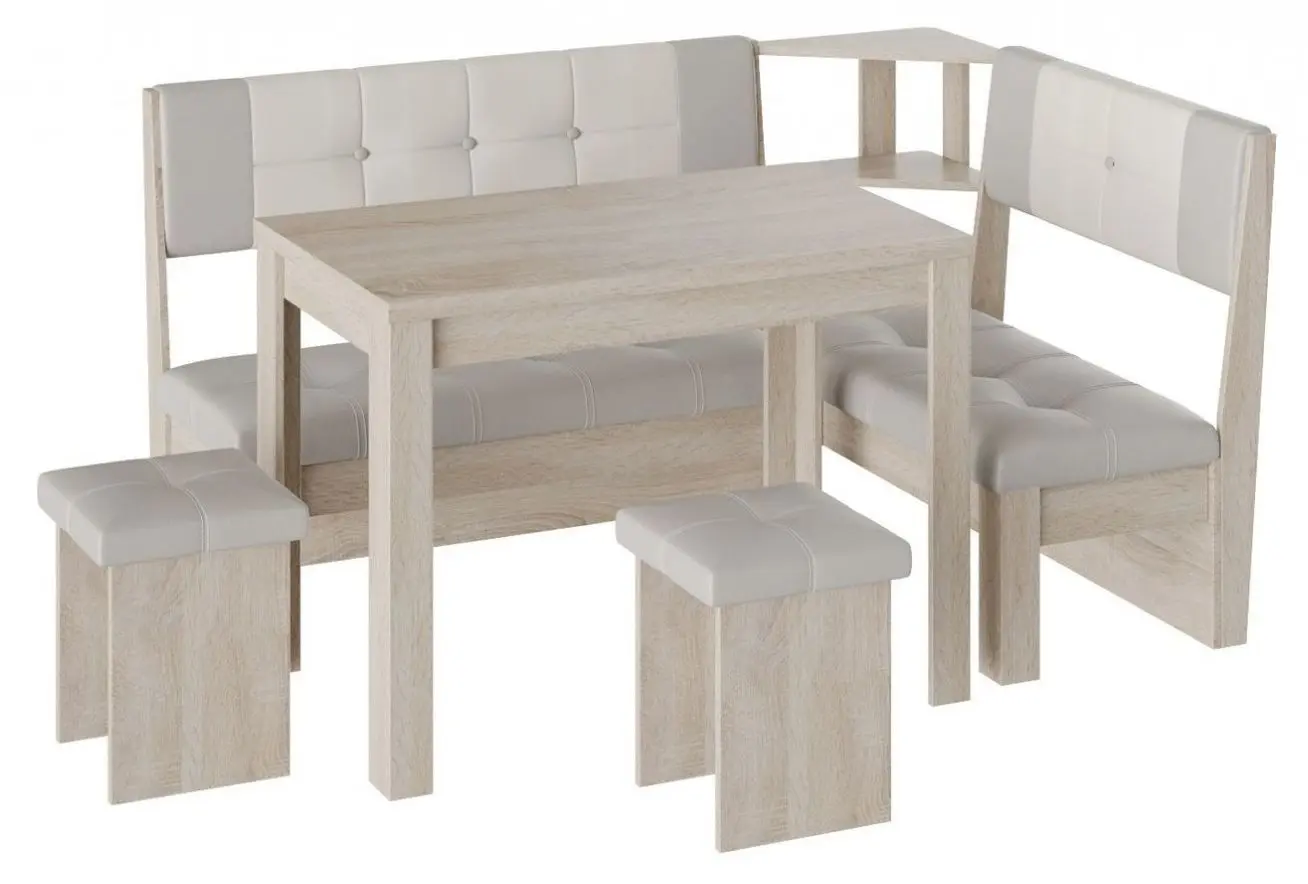 Кухонный уголок BonMebel Уют 9 (Дуб Молочный/Серый/Белый)