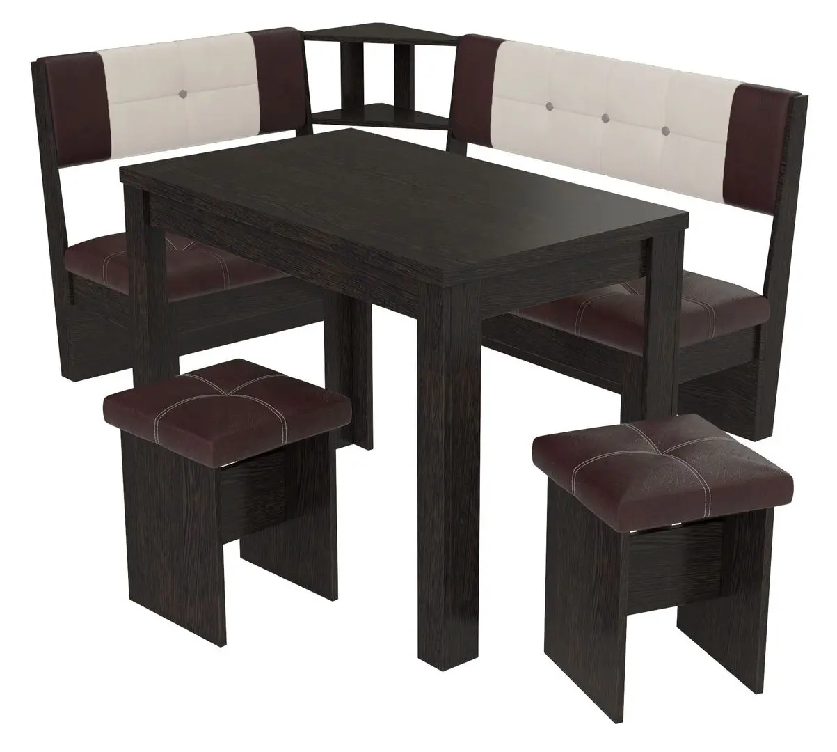 Кухонный уголок BonMebel Уют 9 (Венге/Шоколадный/Белый)