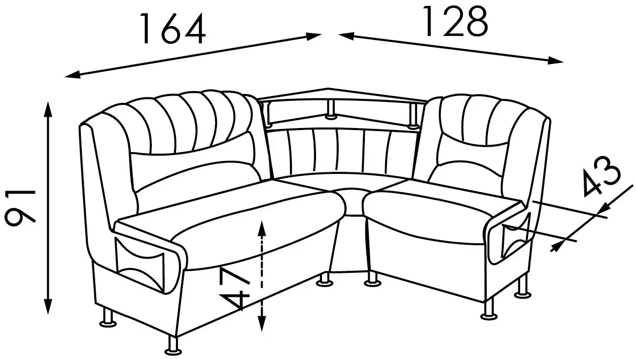Кухонный уголок Modern Samba New Bagama 42/34 (Anthracite/Grey)
