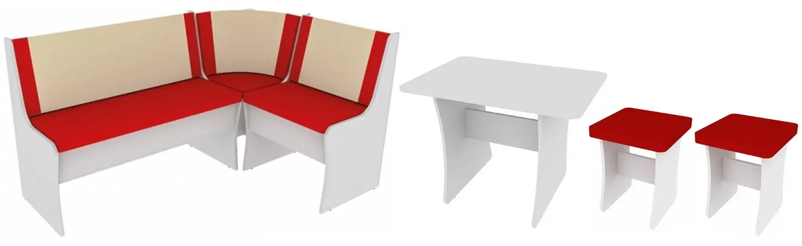 Coltar de bucatarie Yasen Domino White/Red/Beige (Set)