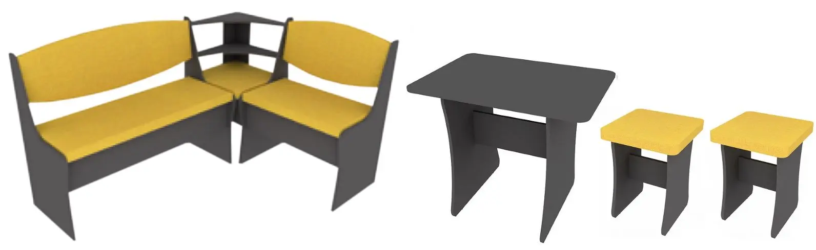 Coltar de bucatarie Yasen Praym Graphite Gray/Yellow (Set)