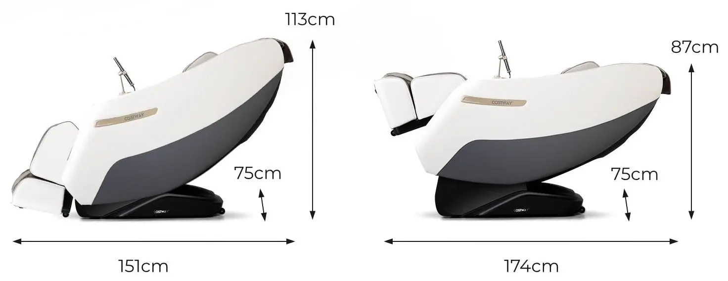 Массажное кресло Costway Zero Gravity SL Track JL10029DE-WH (White/Grey) - 3