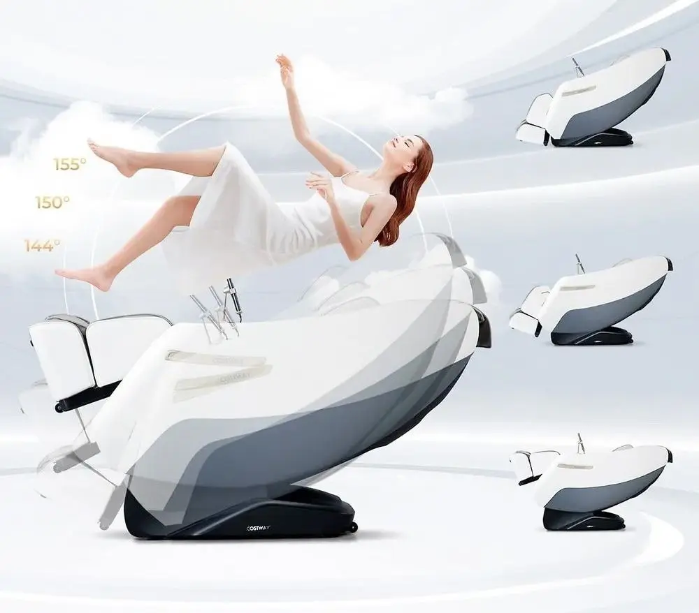 Массажное кресло Costway Zero Gravity SL Track JL10029DE-WH (White/Grey) - 5