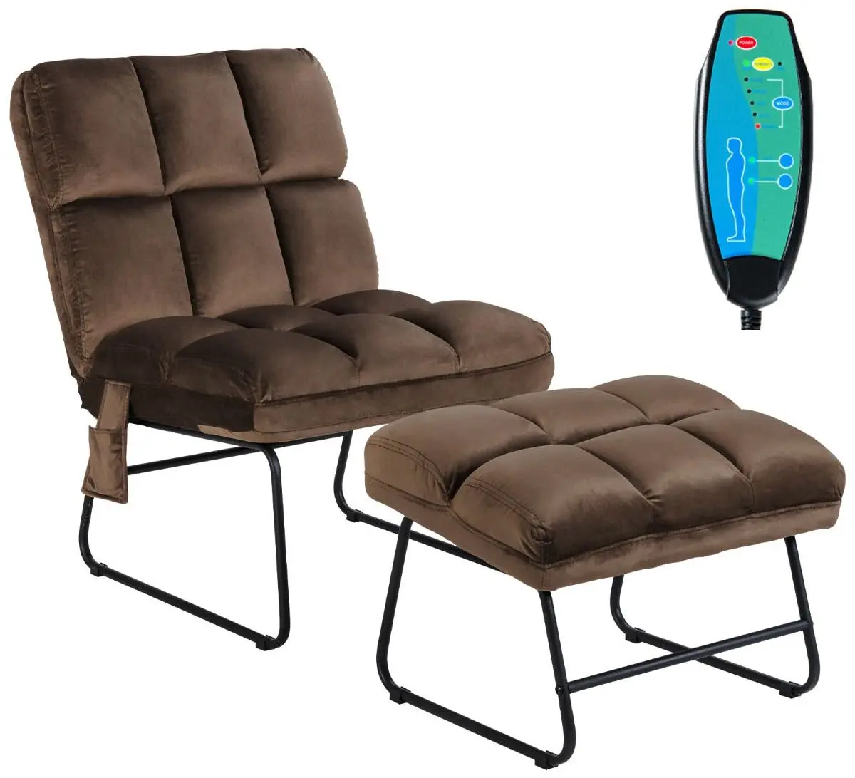 Fotoliu de vibromasaj cu suport Costway HW62369DE-BN (Brown) - 4