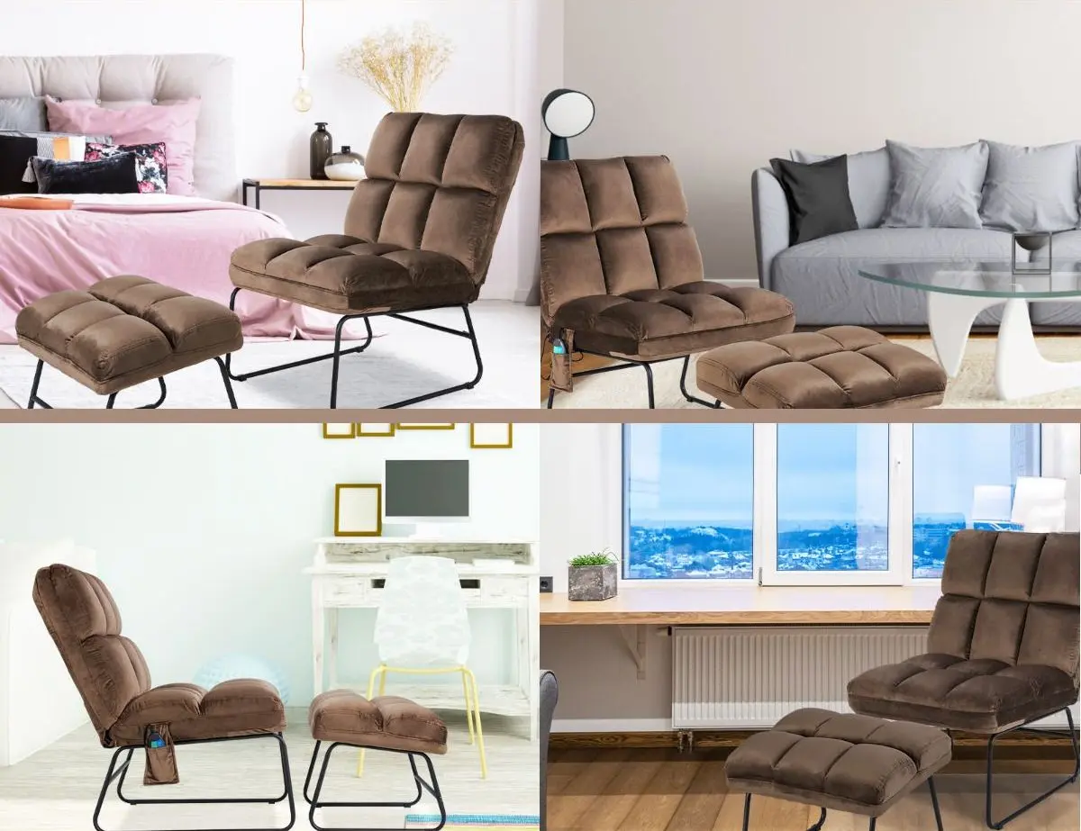 Fotoliu de vibromasaj cu suport Costway HW62369DE-BN (Brown) - 5