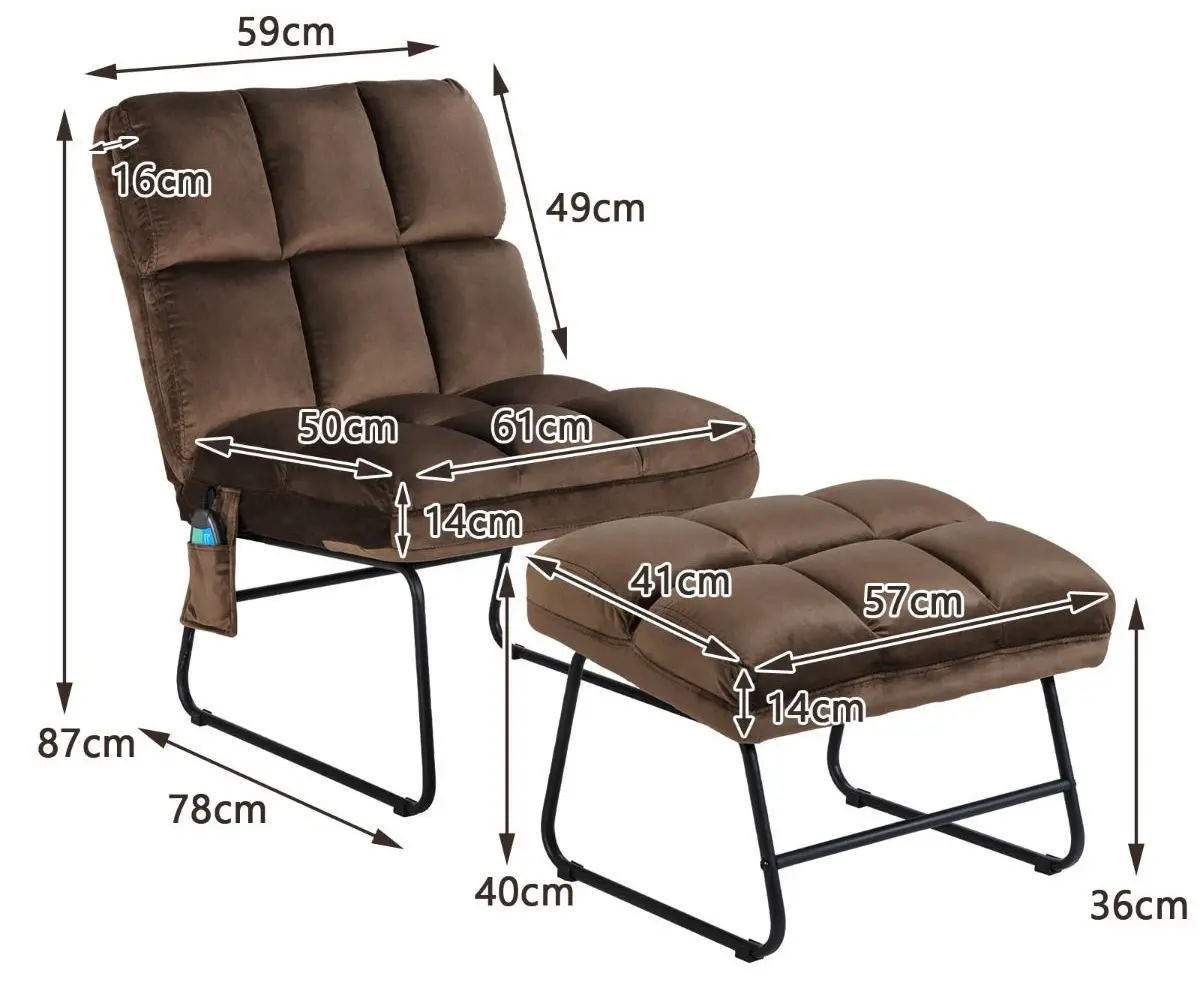 Fotoliu de vibromasaj cu suport Costway HW62369DE-BN (Brown) - 6