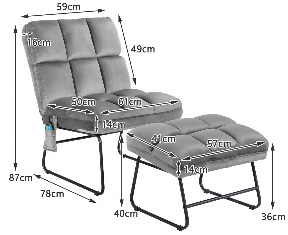 Fotoliu de masaj cu suport Costway HW62369DE-GR (Grey) - 6