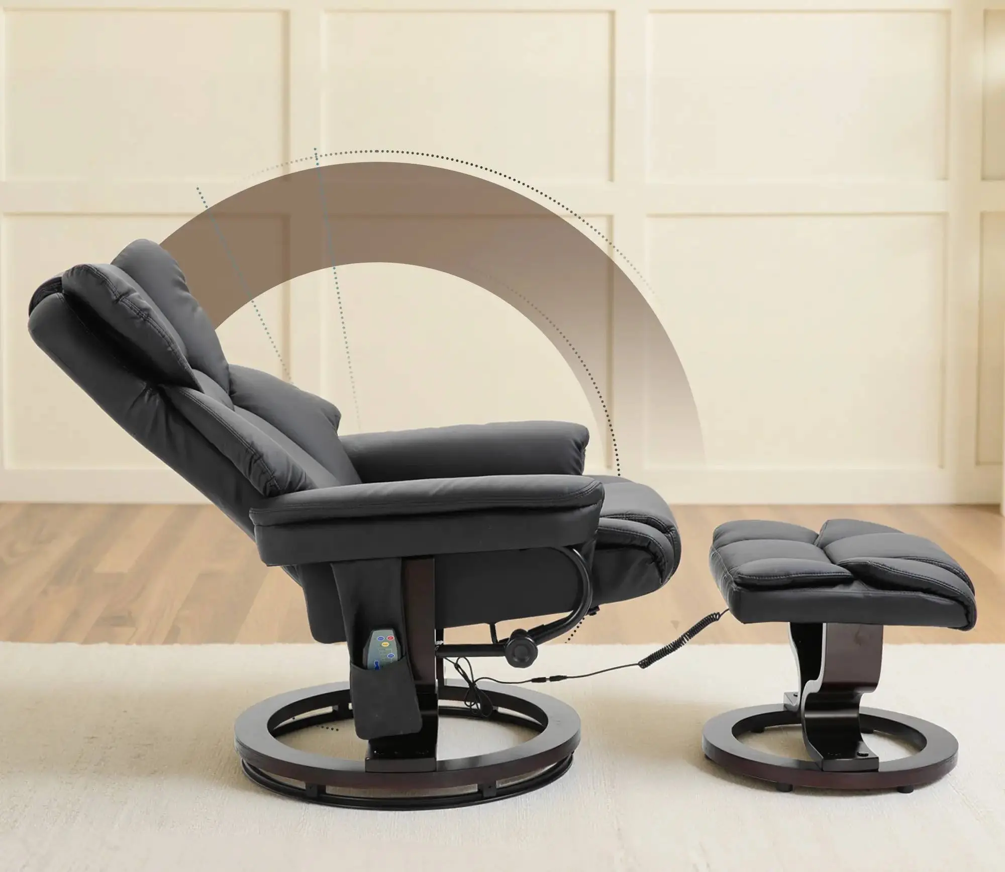Кресло с подставкой для ног Homcom 700-116V91BK (Black) - 4
