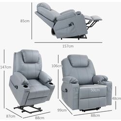 Fotoliu de masaj Homcom 713-096V90GY 88x99x106 cm (Grey) Thumb