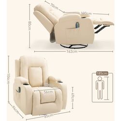 Fotoliu de masaj Homcom 700-050V92CW 85x94x104 cm (Beige) Thumb